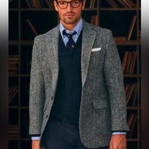 John Varvatos USA Bedford -Jn Textured Wool blend  Gray Mens Jacket/blazer